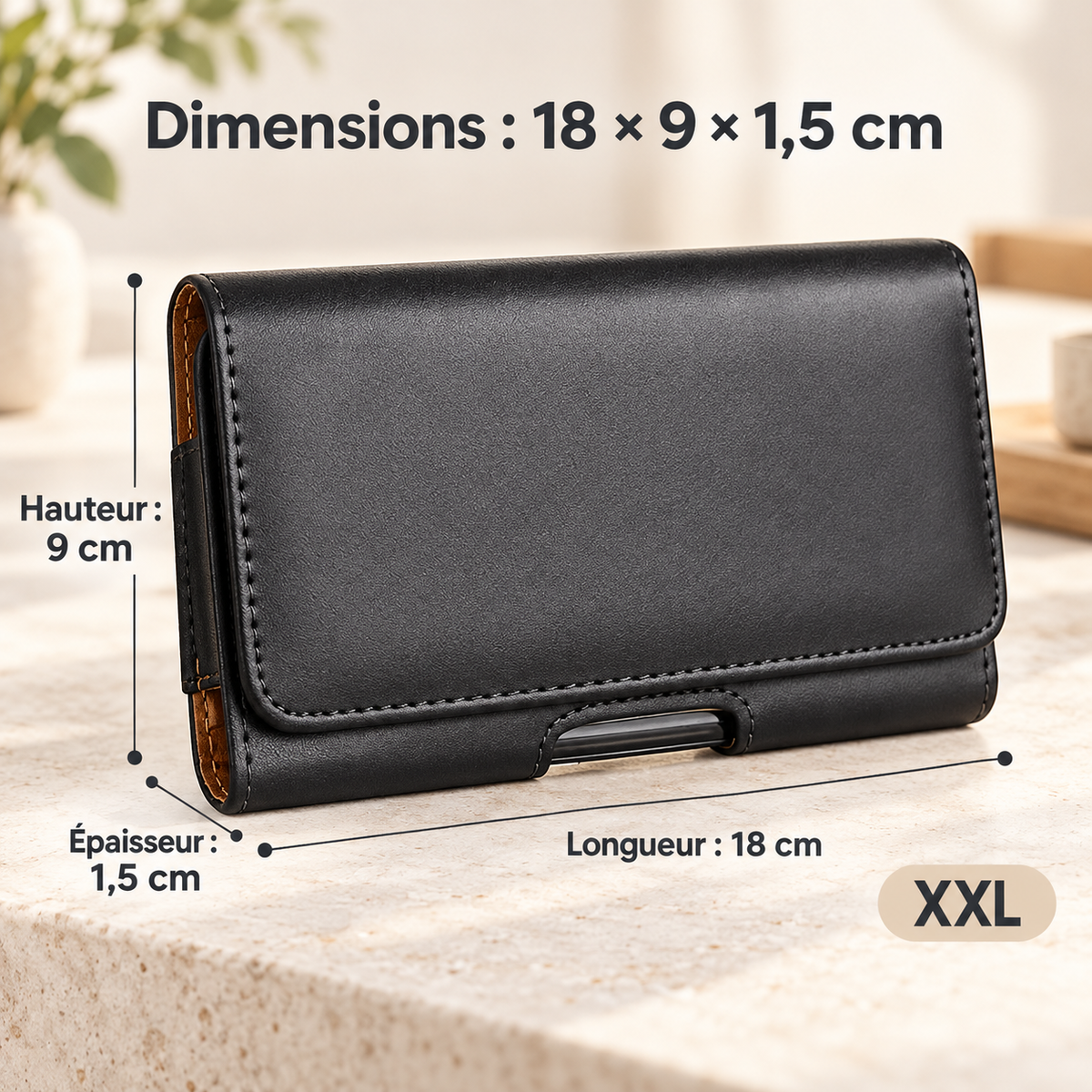 Etuis telephone Cuir Clip Ceinture XXL