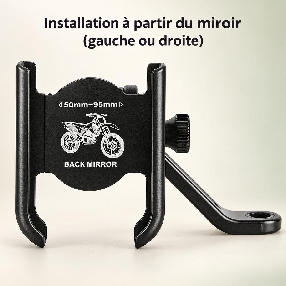 Support telephone moto attache sur le mirroir Ă gauche ou a droite