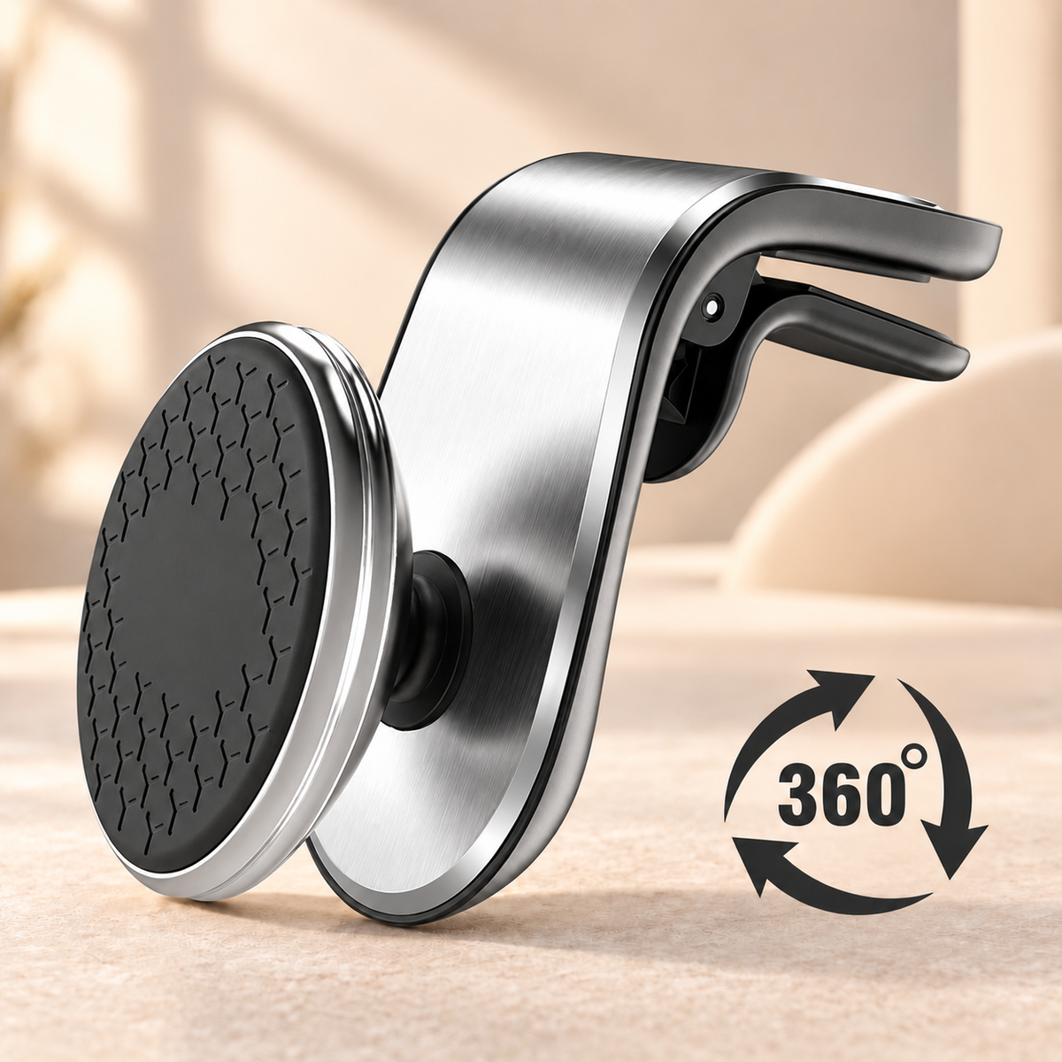 Porte telephone voiture Magnétique 360 argent