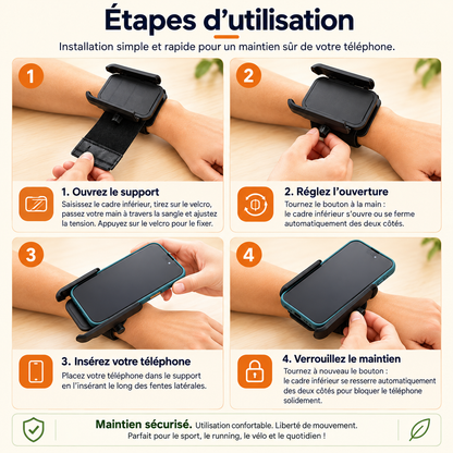 Brassard telephone Ultra-Confort Running étapes d'utilisation