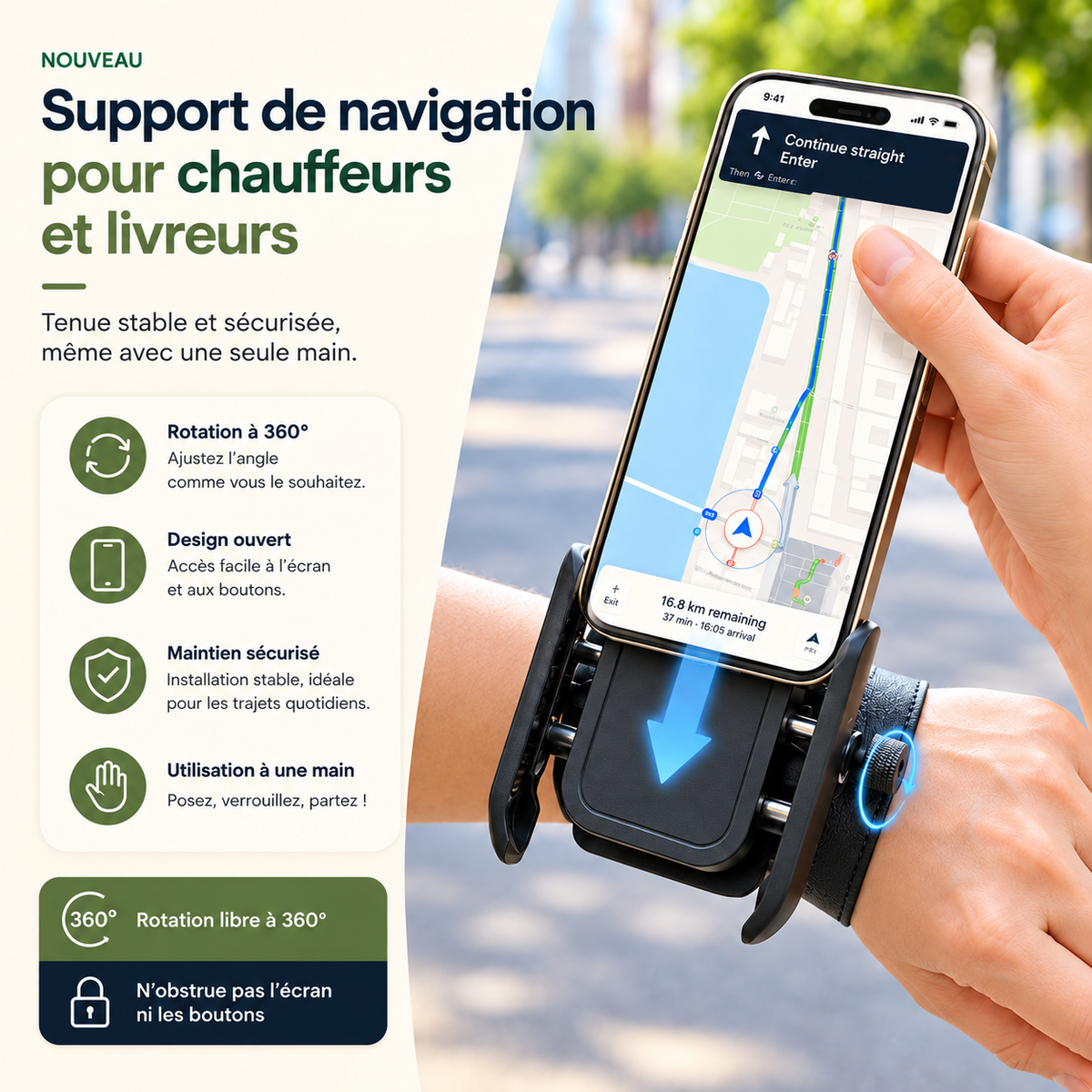Brassard telephone Ultra-Confort Running parfait pour les chauffeurs et livreurs