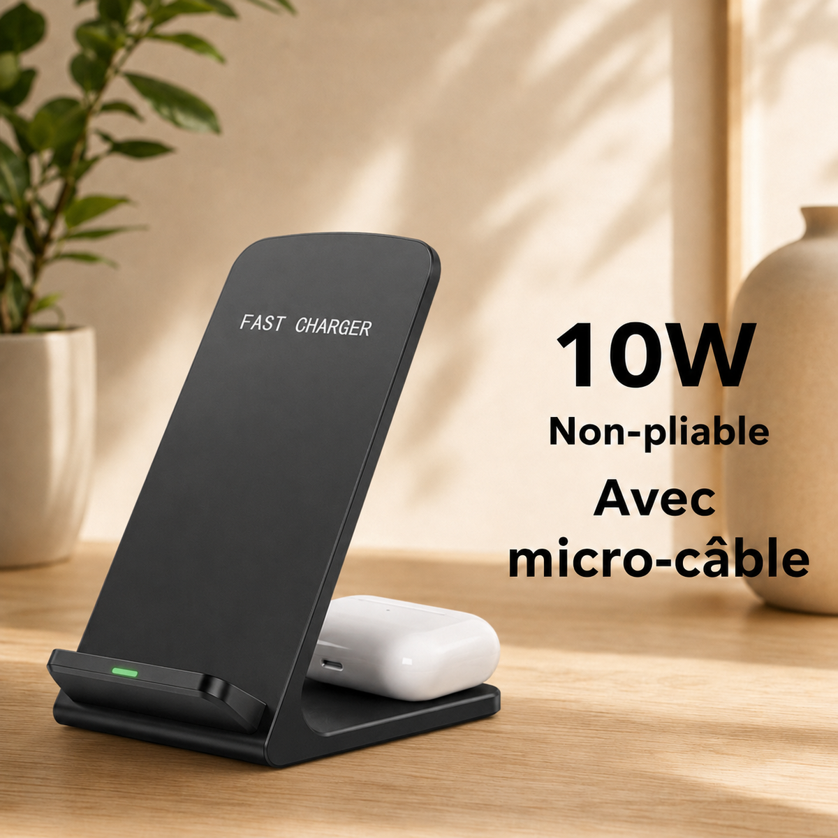 chargeur induction iphone non Pliable 10W  avec micro câble