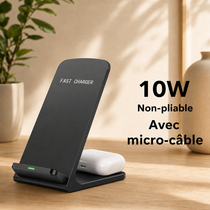 chargeur induction iphone non Pliable 10W  avec micro câble
