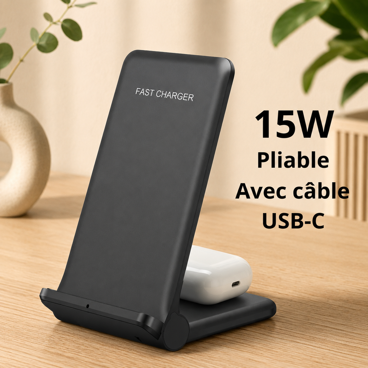 chargeur induction iphone Pliable 15W Pliable avec câble USBC