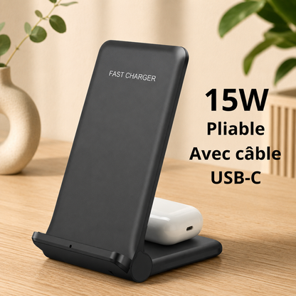 chargeur induction iphone Pliable 15W Pliable avec câble USBC