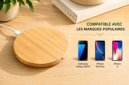 Chargeur Samsung Bambou Sans Fil compatibles avec toutes les marques populaires