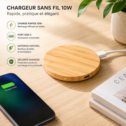 Chargeur Samsung Bambou Sans Fil materiau naturel 10W