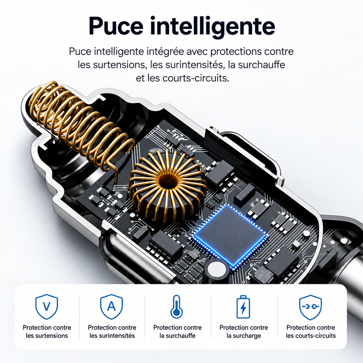 Chargeur de telephone 6 Ports Voiture 350W puce intélligente contre la surchauffe