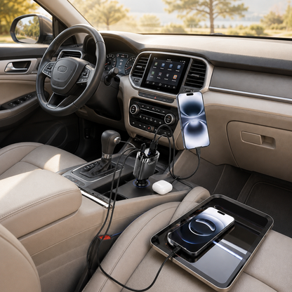Chargeur de téléphone Voiture 4 Ports Rapide multiprises fonctionnelle