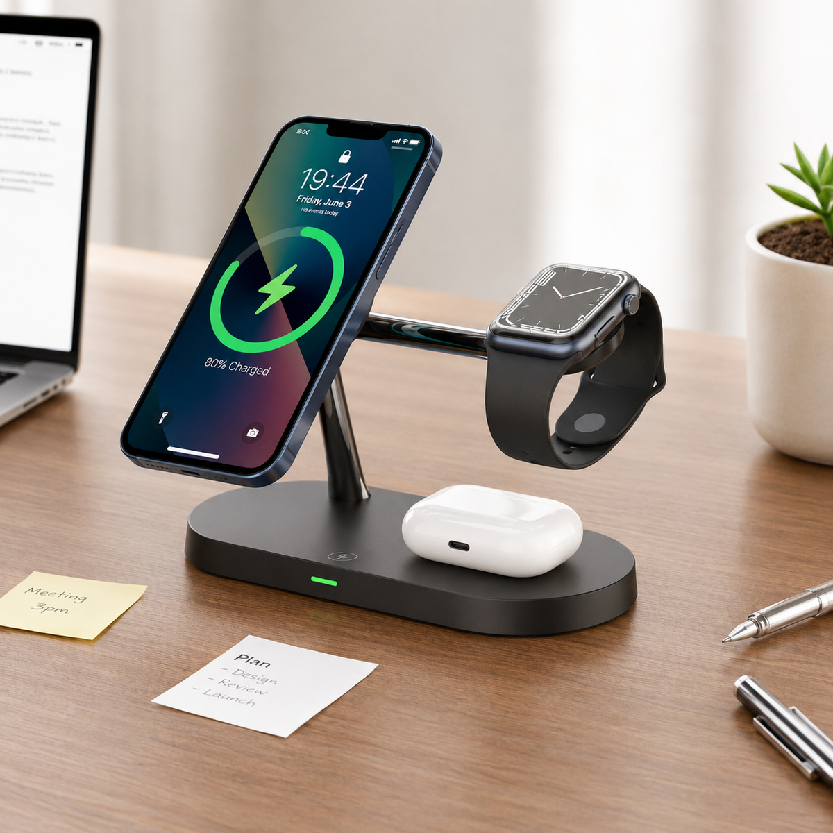 Chargeur pour téléphone Magnétique 3-en-1, tout vos appareils à la meme place