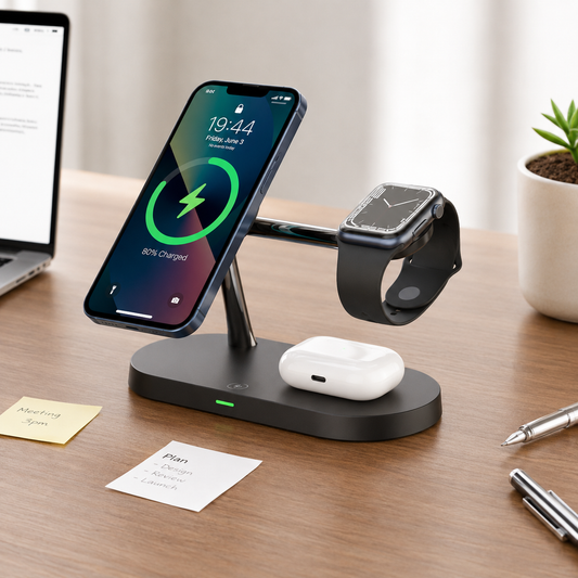 Chargeur pour téléphone Magnétique 3-en-1, tout vos appareils à la meme place