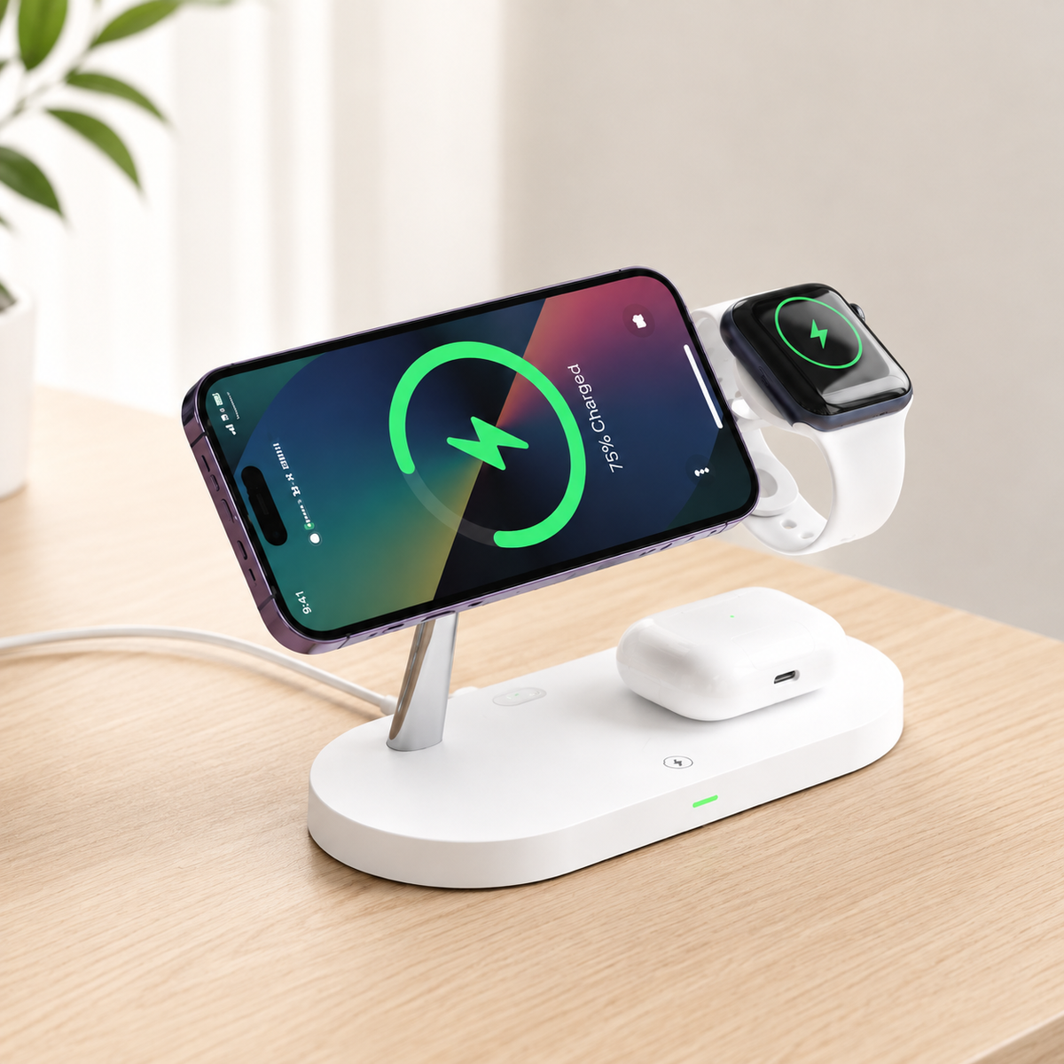 Chargeur pour téléphone Magnétique 3-en-1 pratique, épuré