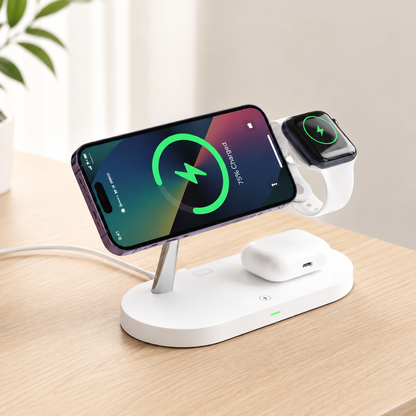 Chargeur pour téléphone Magnétique 3-en-1 pratique, épuré