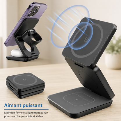 Chargeur téléphone Magnétique 3 en 1m rapide et stable
