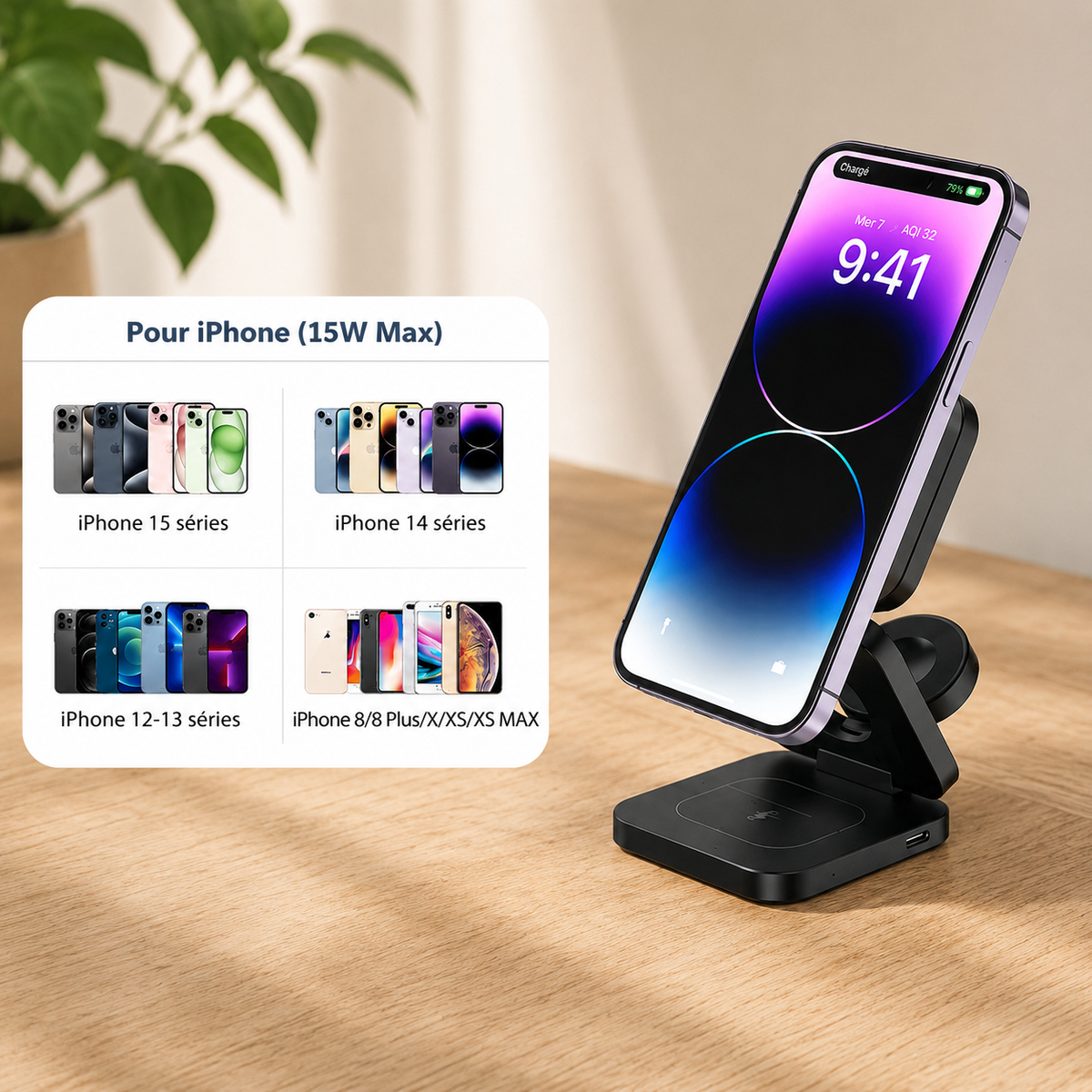 Chargeur téléphone Magnétique 3 en 1 pour les iphones