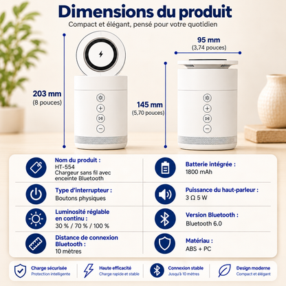 Chargeur téléphone Magnétique 5 en 1 dimensions du produit