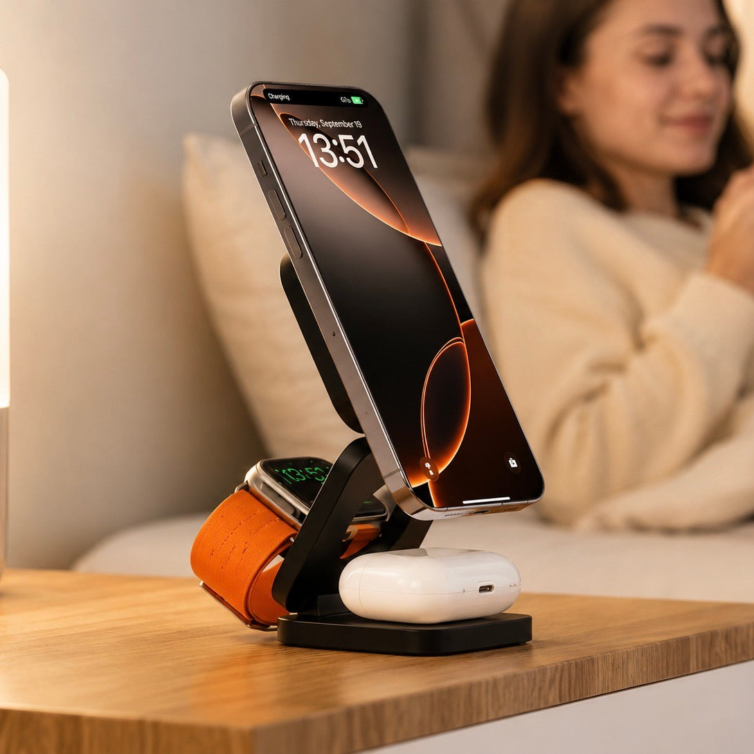 Chargeur téléphone Magnétique 3 en 1 discretion assurée