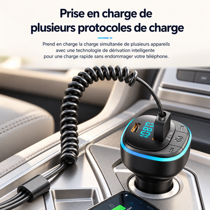 Chargeur téléphone voiture Bluetooth Mains Libres plusieur protocole de charge