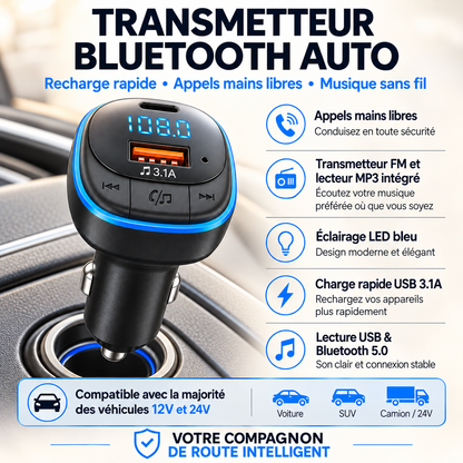 Chargeur téléphone voiture Bluetooth Mains Libres transmeteur automatique