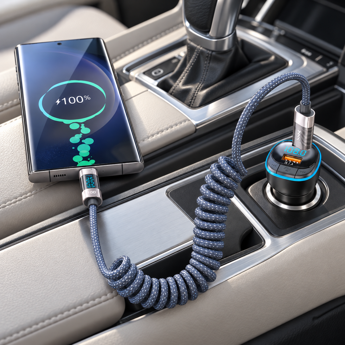 Chargeur téléphone voiture Bluetooth Mains Libres compacte