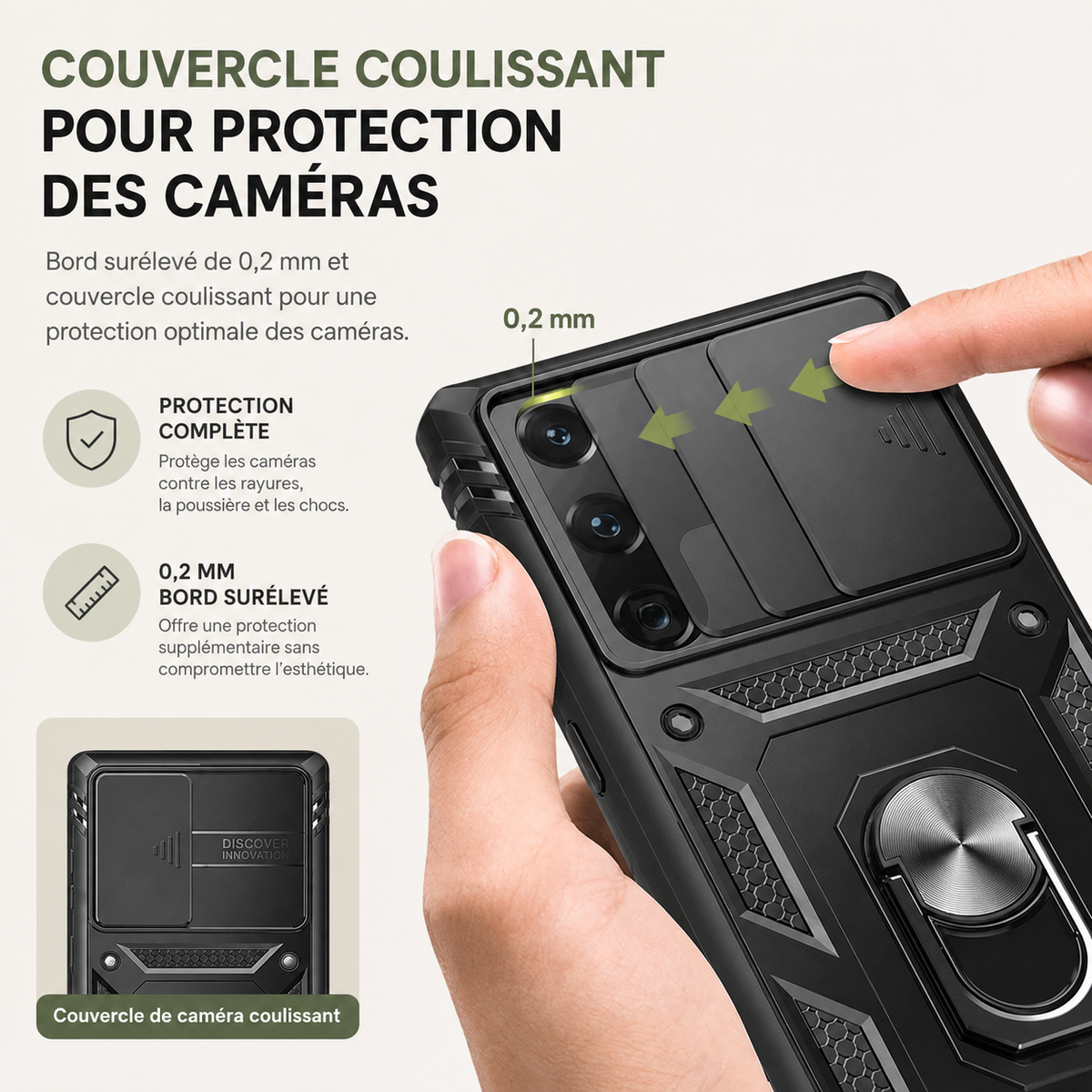 Coque de telephone Samsung Bequille 360 couvercle coulissant