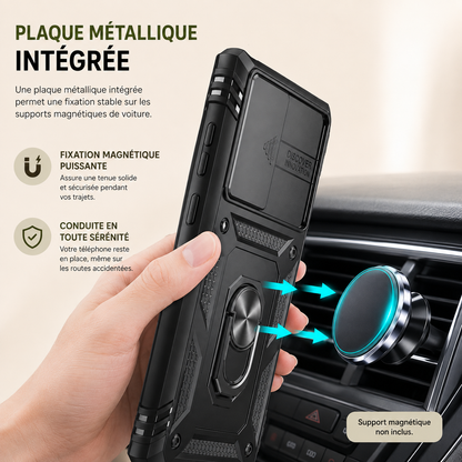 Coque de telephone Samsung Robuste Bequille 360 plaque metallique