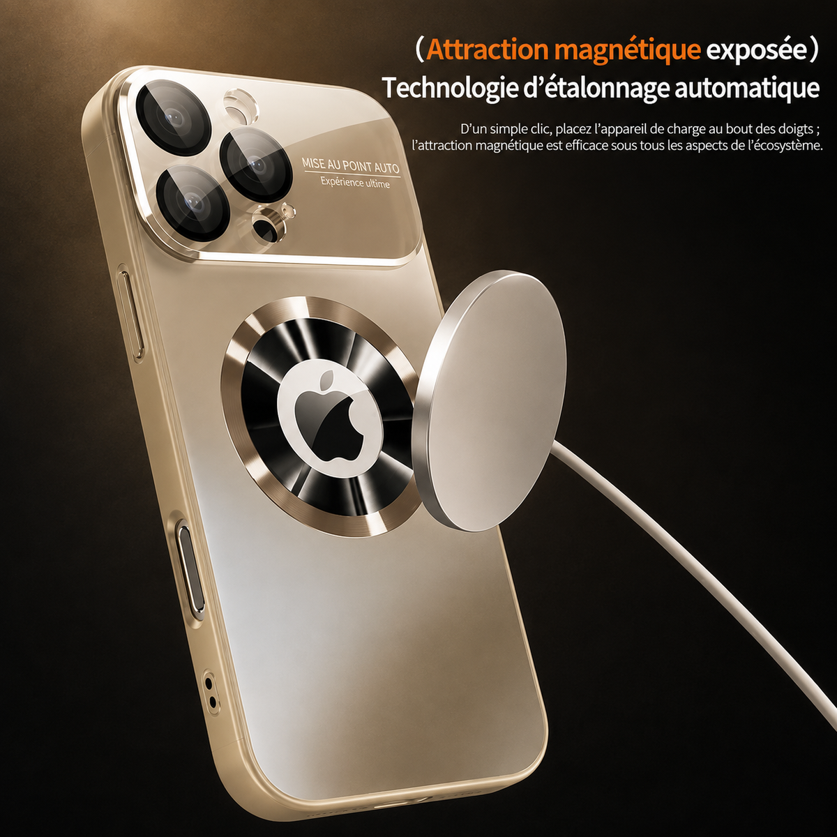 Coque iPhone Transparente Antichoc titane attraction magnetique