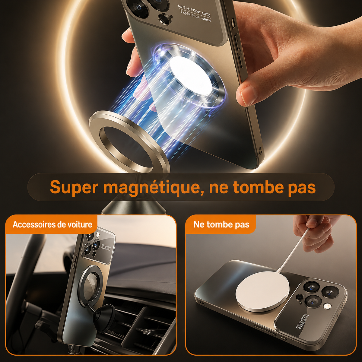 Coque iPhone Transparente Antichoc titane super magnetique