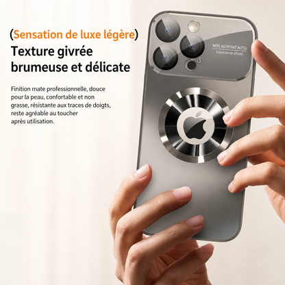 Coque iPhone Transparente Antichoc titane texture givre