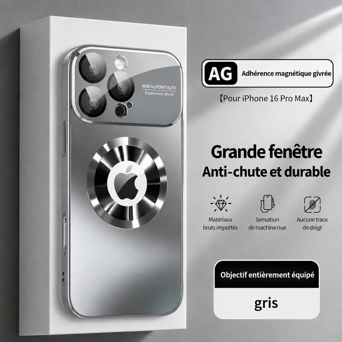 Coque iPhone Transparente Antichoc titane gris