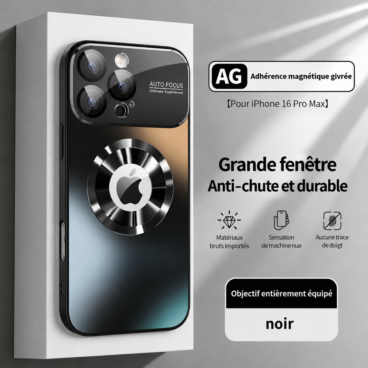 Coque iPhone Transparente Antichoc titane noir