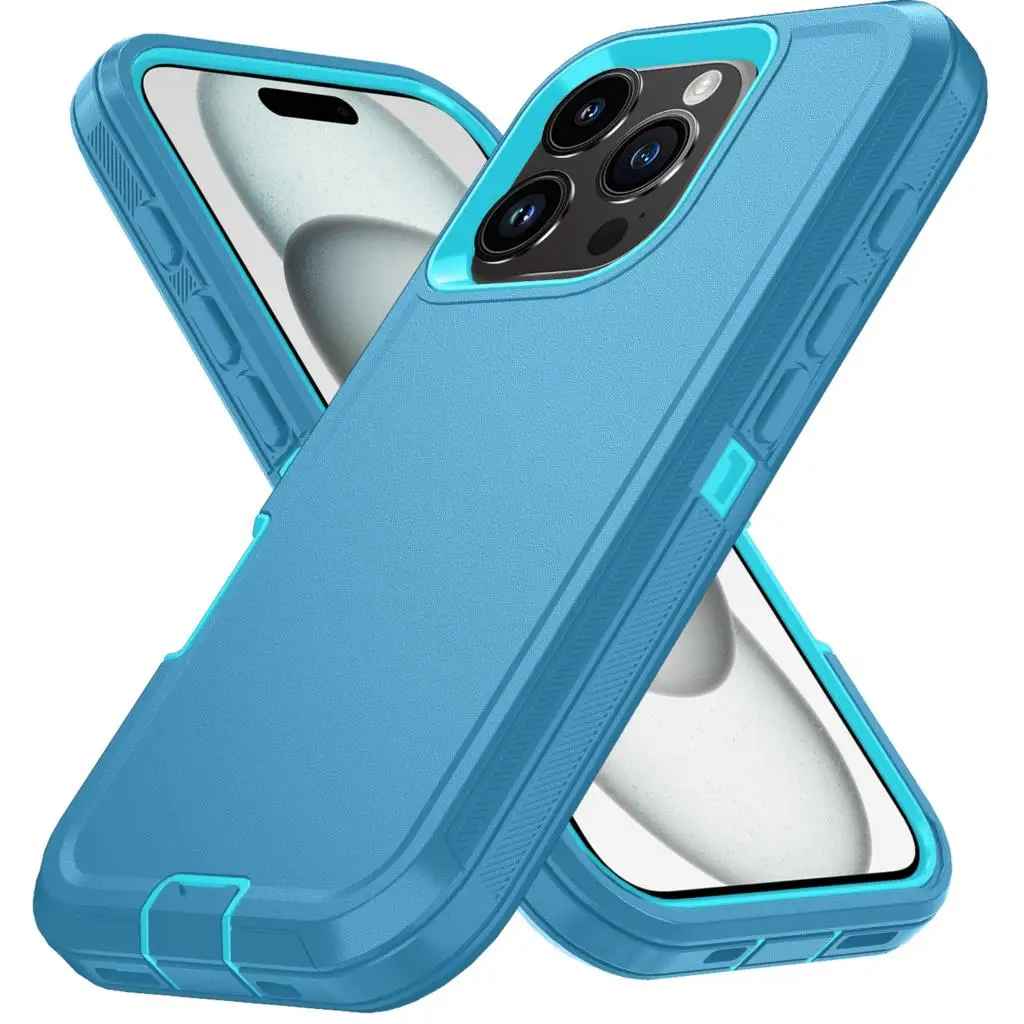 Coque iphone 15 bleu lagon et bleu ciel