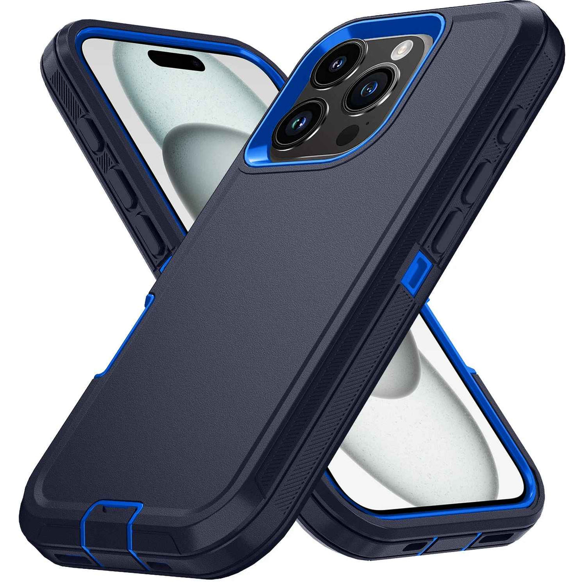 Coque iphone 15 bleu profond et bleu saphir 