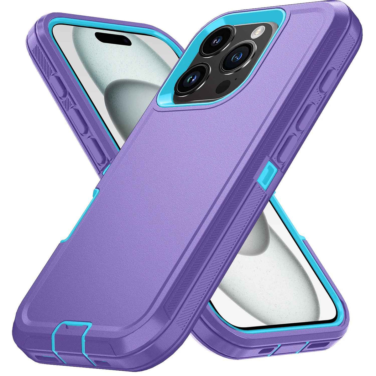 Coque iphone 15 violet fonce t bleu ciel