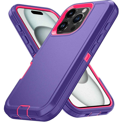 Coque iphone 15 violet foncer et rouge rose