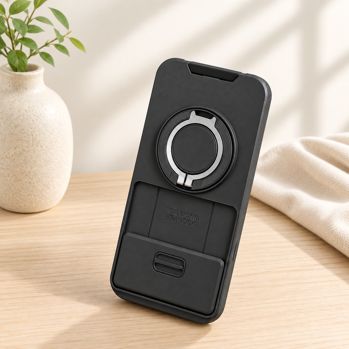 coque pour telephone  support integre noir