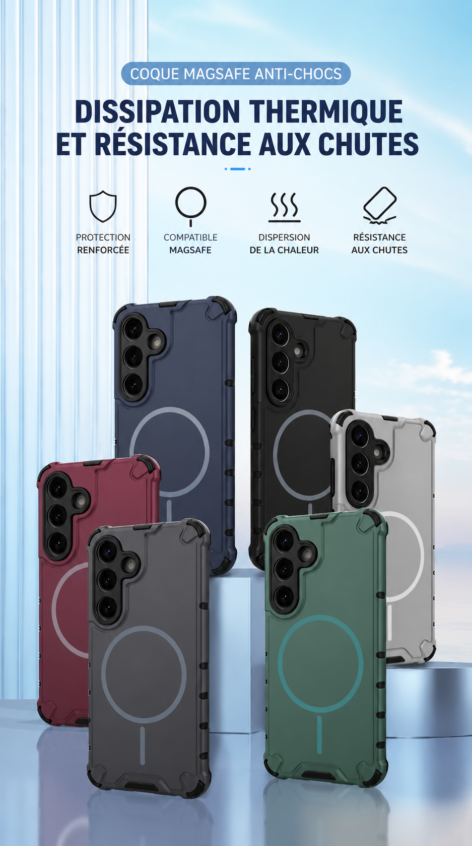 Coque pour telephone Samsung restance a la chaleur et aux chutes