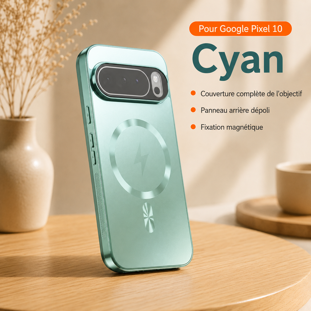 Coque telephone Pixel cyan