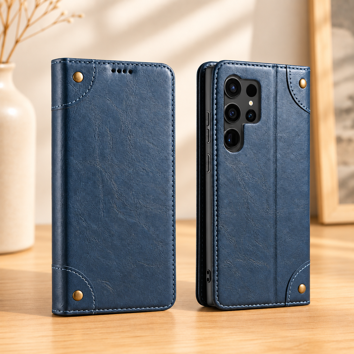 Etui pour telephone Galaxy Cuir Magnetique bleu