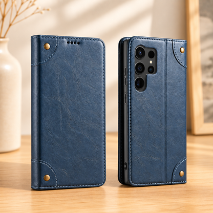 Etui pour telephone Galaxy Cuir Magnetique bleu