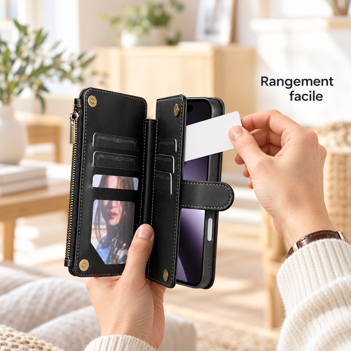 Etui pour telephone portable
Multifonction 8 cartes rangement facile