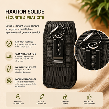 Étui téléphone sécuritaire et pratique