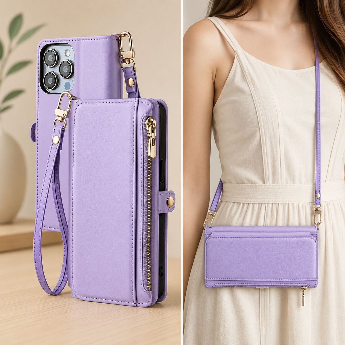 Etui telephone Resistchoc Violet courroie longue