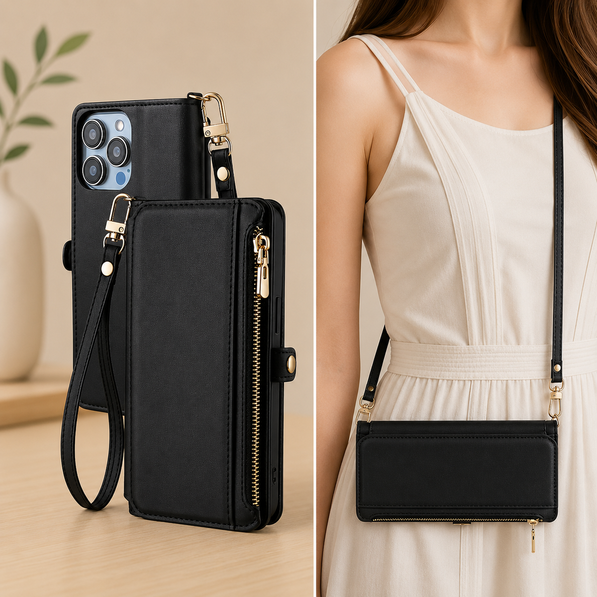 Etui- elephone Resistchoc noir courroie longues