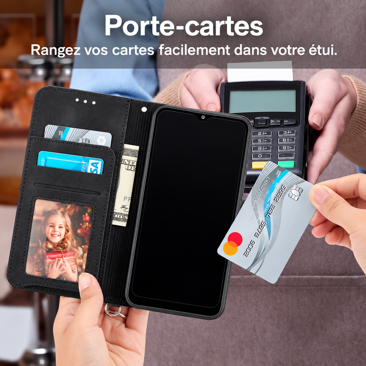 Etui telephone protège et fourre-tout en même temps