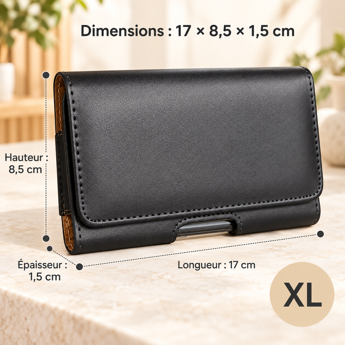 Etuis telephone Cuir Clip Ceinture XLarge