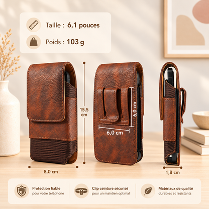 Etuis téléphones | Cuir Universal Clip, medium, marron