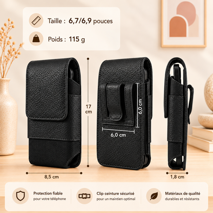 Etuis téléphones | Cuir Universal Clip, x-large, noir
