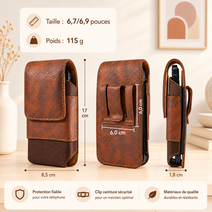 Etuis téléphones | Cuir Universal Clip, x-large, marron