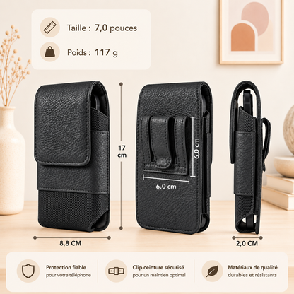 Etuis téléphones | Cuir Universal Clip, XX-Large, noir